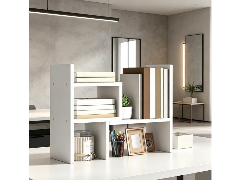  Étagère de bureau modulaire 34,5 x 17,5 x 39,5 cm – blanc – 2 éléments configurables, rangement ouvert  - Conforama B