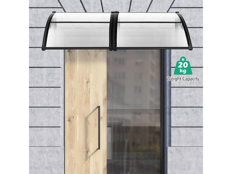 Auvent Porte D'Entrée 122x99cm - Marquise Polycarbonate Brun, Protection Soleil Pluie Neige