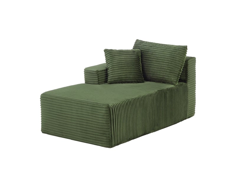 Canapé d'angle 3 places, forme l, canapé modulaire, méridienne généreuse, mousse à mémoire, vert  - Conforama E