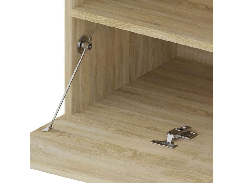 Lot de 2 meuble tv bas salon avec lumières led chêne sonoma 75x35x40 cm - Conforama E