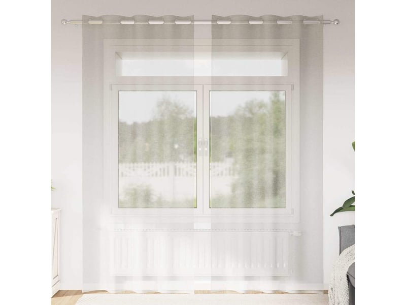  Lot de 2 rideaux en voile, voilage crème 245 x 140 cm polyester cf43901  - Conforama B