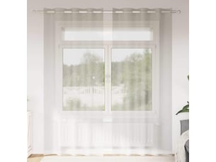 Lot de 2 rideaux en voile, voilage crème 245 x 140 cm polyester cf43901