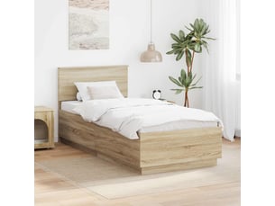 Lit adulte, lit simple, cadre de lit chêne sonoma 70x190cm bois d'ingénierie cf6264