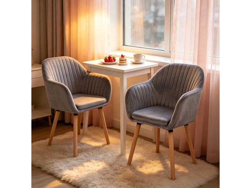  Chaise de salle à manger fauteuil relaxant chaise repas structure stable accoudoirs d'appoint  - Conforama E