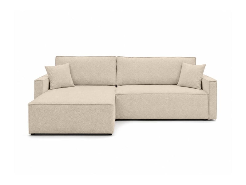  Farah - canapé d'angle max réversible et convertible 5 places accoudoirs slim en tissu bouclettes généreuses  - Conforama E
