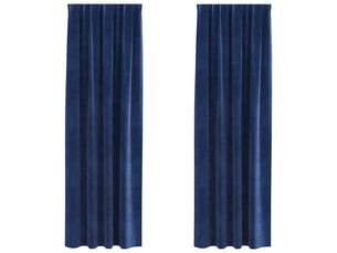 Lot de 2 rideaux, rideaux de fenêtre bleu foncé 140 x 245 cm velours cf43994