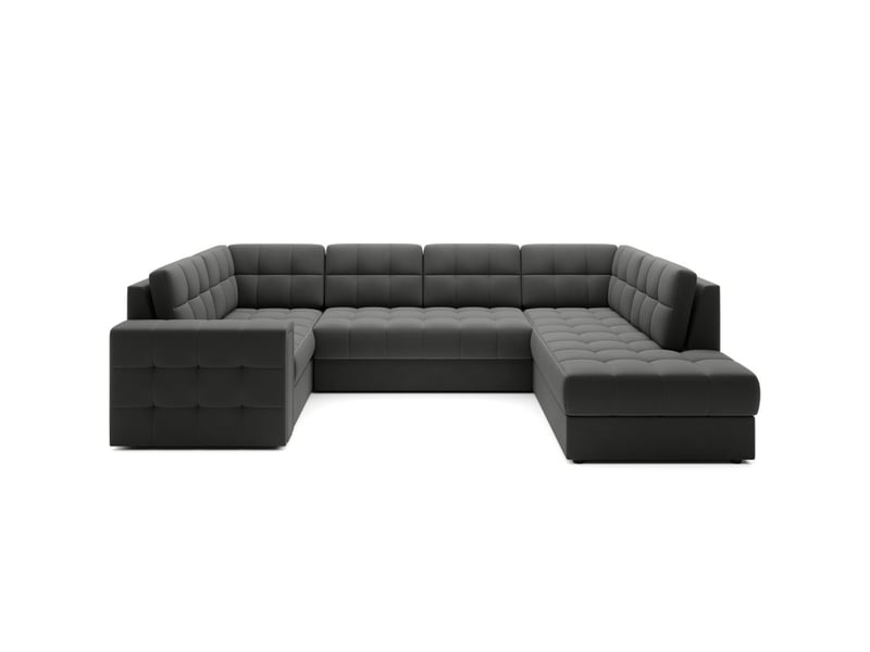  Canapé d'angle convertible monteza gris foncé 299 cm avec coffre et couchage  - Conforama A