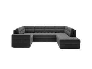 Canapé d'angle convertible monteza gris foncé 299 cm avec coffre et couchage