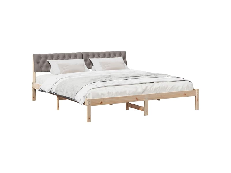  Lit double- lit adulte -  cadre de lit marron et taupe 180 x 200 cm bois massif en pin  - Conforama B
