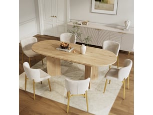 Table à manger extensible 120160x80 cm, 4 à 8 personnes, coins arrondis, plateau épais, style moderne - chêne