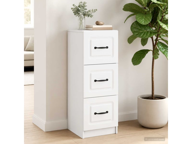  Armoire à tiroirs, rangement bureau blanc 33 x 34,5 x 87 cm bois d'ingénierie shl2380  - Conforama B