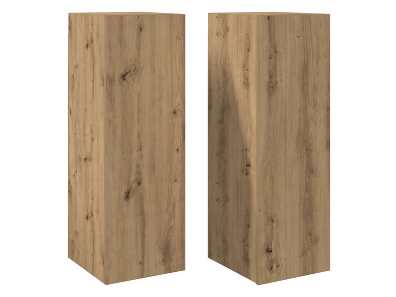  Lot de 2 meuble tv bas salon chêne artisanal 30,5x30x90cm bois d'ingénierie  - Conforama A