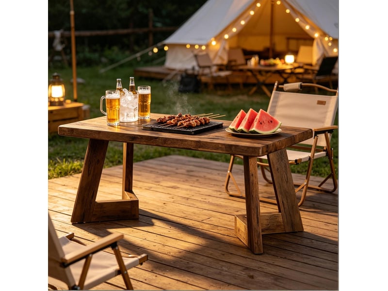  Table basse rectangulaire 120x60x51 cm style campagne panneau de particules brun rustique  - Conforama E