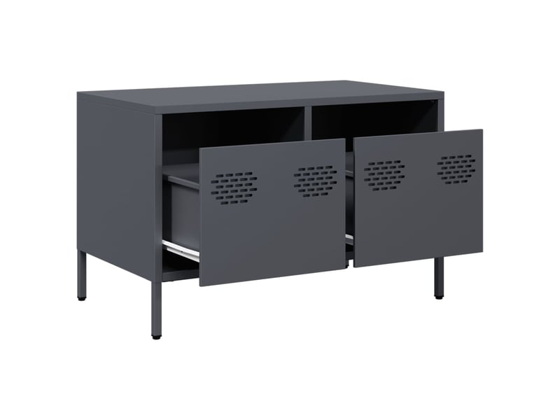 Meuble tv - banc tv - meuble de rangement anthracite 68x39x43,5 cm acier laminé à froid  - Conforama E