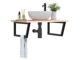 Étagère de vasque | étagère murale acier et bois de chêne massif shl3218