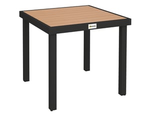 Table de jardin pour 4 personnes avec plateau aspect bois et pieds réglables, pour terrasse, 78 × 78 × 74 cm