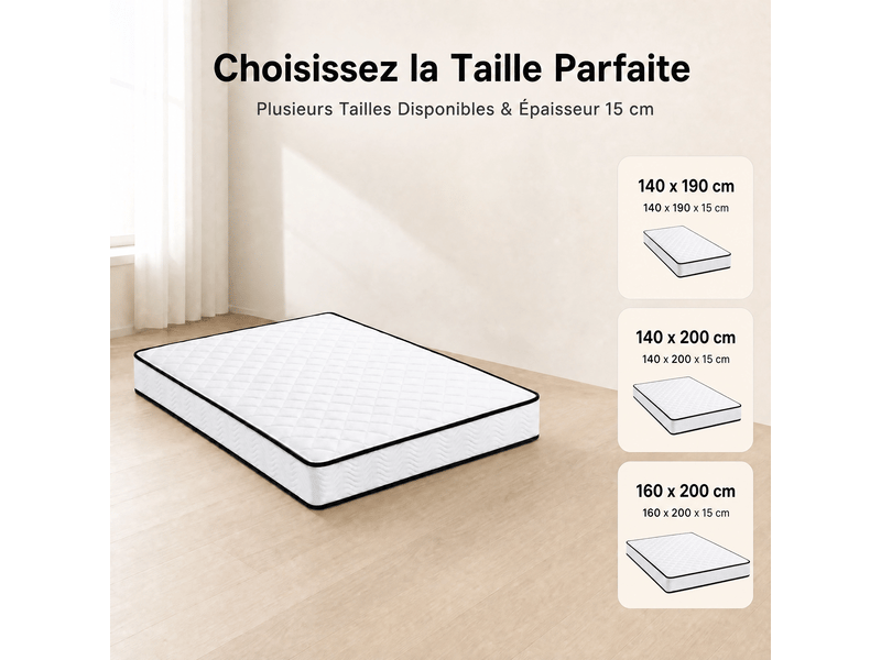  Matelas 140x200 - matelas 2 places épaisseur 15 cm - matelas pour adulte enfant Mousse - Conforama D
