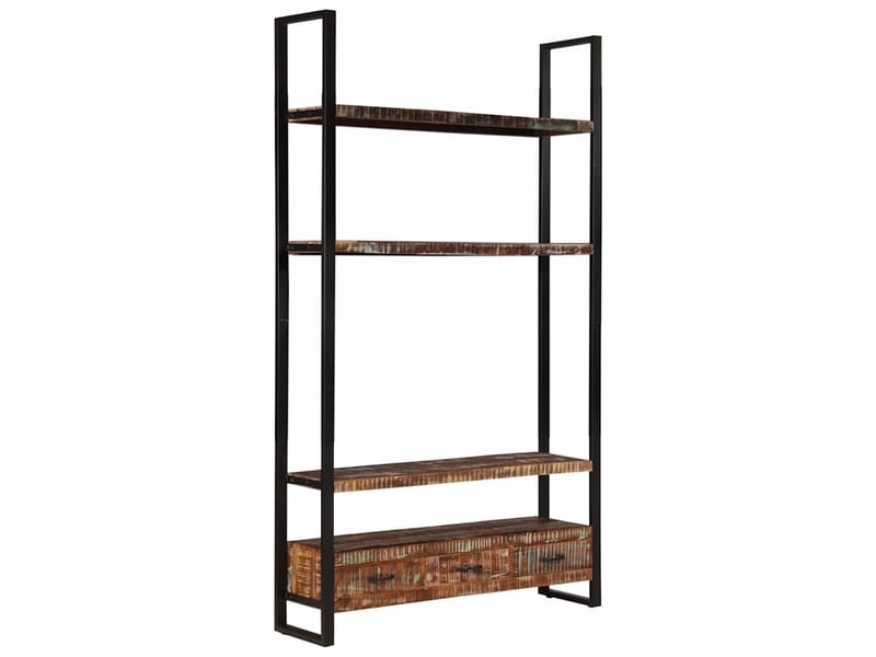  Bibliothèque, meuble de rangement salon 118x30x200 cm bois de récupération massif  - Conforama B