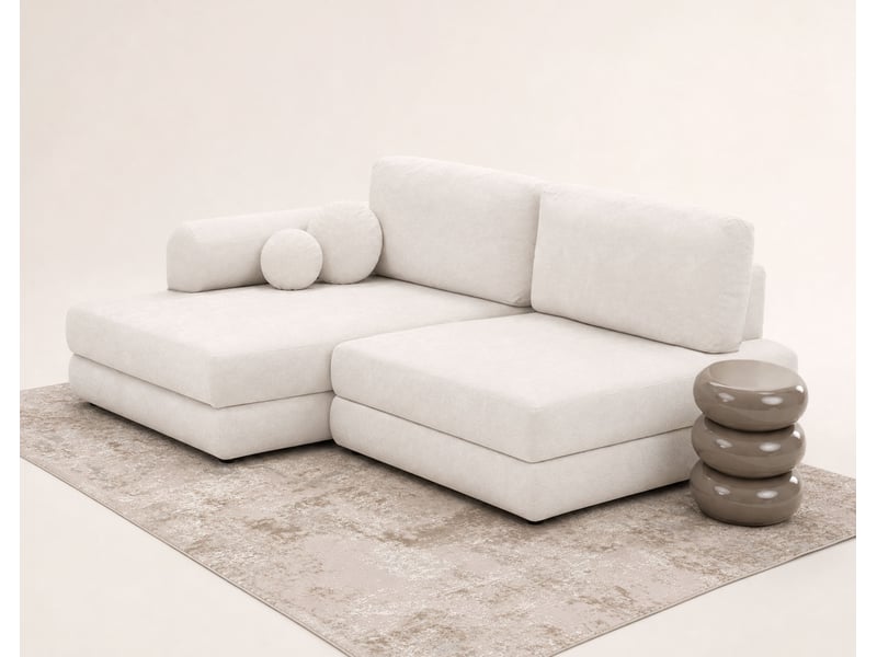 April - canapé d'angle gauche 4 places convertible avec coffre en velours texturé - best mobilier - beige APRIL - Conforama D