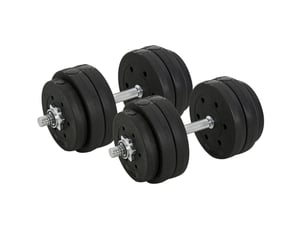 Haltères réglables 30 kg en acier et plastique noirs, avec 8 disques de 2,5 kg et 4 de 1,5 kg, pour la musculation