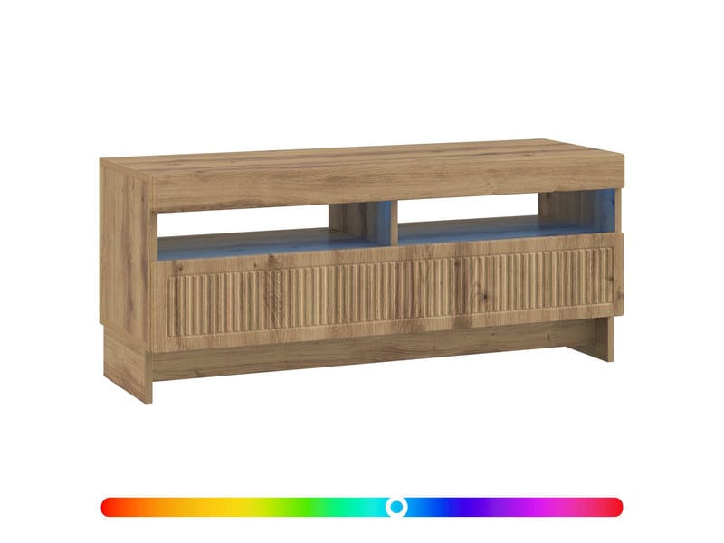  Meuble tv - banc tv - meuble de rangement led chêne artisanal bois d'ingénierie  - Conforama C