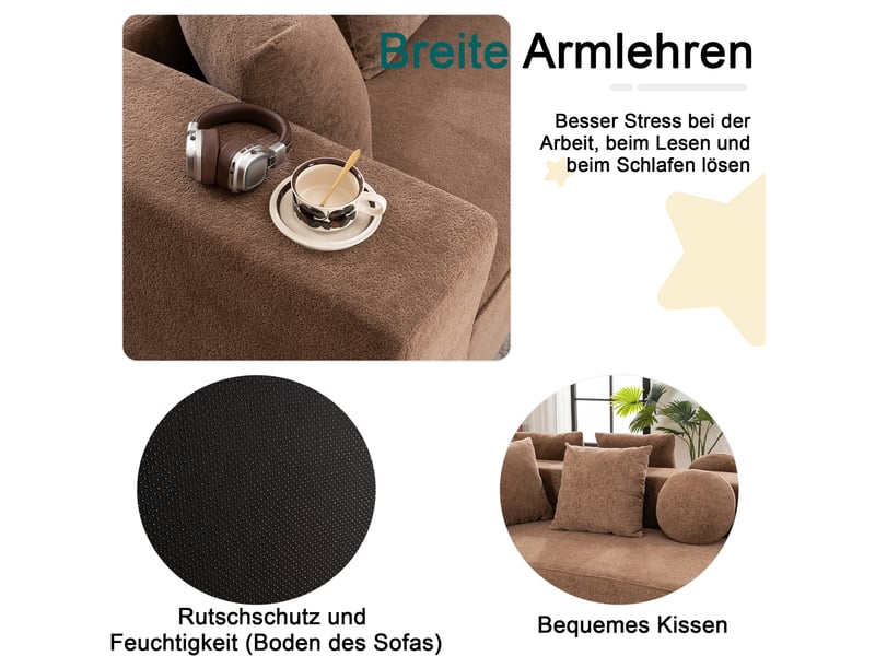  Canapé modulable, canapé de salon — sans montage, sans cadre, style cloud, en tissu chenille  - Conforama A