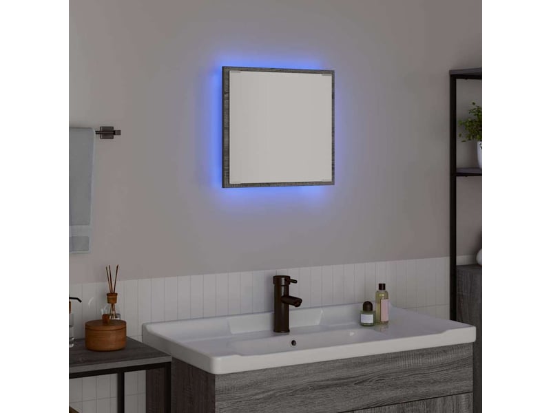 Miroir de salle de bain, miroir de toilette led gris sonoma 40 x 37 x 8.5 cm cf62564 - Conforama D