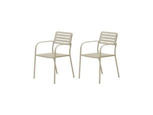 Lot de 2 fauteuils de jardin empilables en métal beige - baca