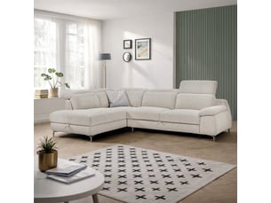 Canapé d'angle gauche convertible l. 278 cm tissu chiné beige - tulio