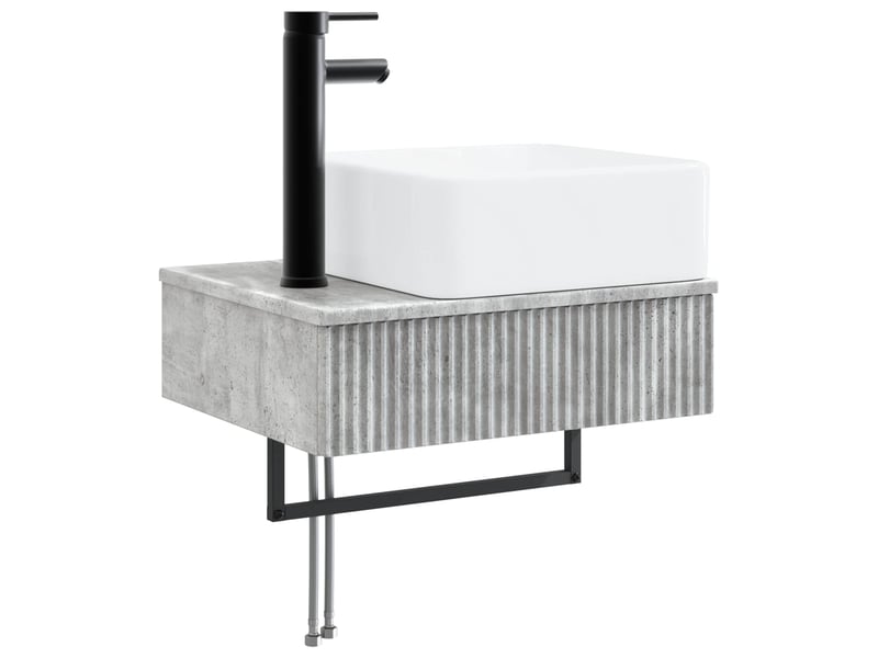  Basin de lavage mural, lavabo gris béton 50x41x39 cm  - Conforama A