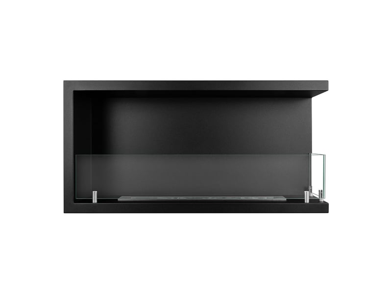  Sutri 90 - cheminée d'angle droite encastrable au bioéthanol 90x45x22,4 cm avec brûleur en acier de 1,5 litre  - Conforama D