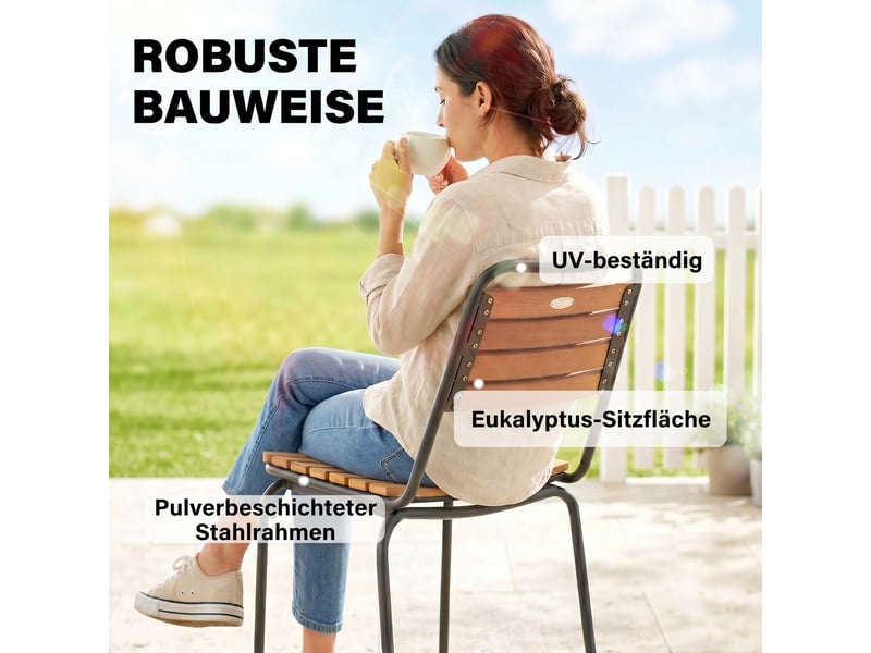  Lot de 2 chaises de jardin empilables en acier et eucalyptus 47 x 61 x 81 cm  - Conforama E