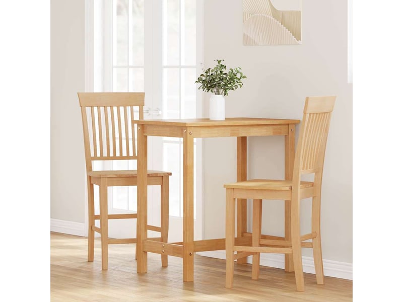  Lot de 2 tabouret de bar, chaise de bar en bois massif naturel et caoutchouc shl87075  - Conforama C
