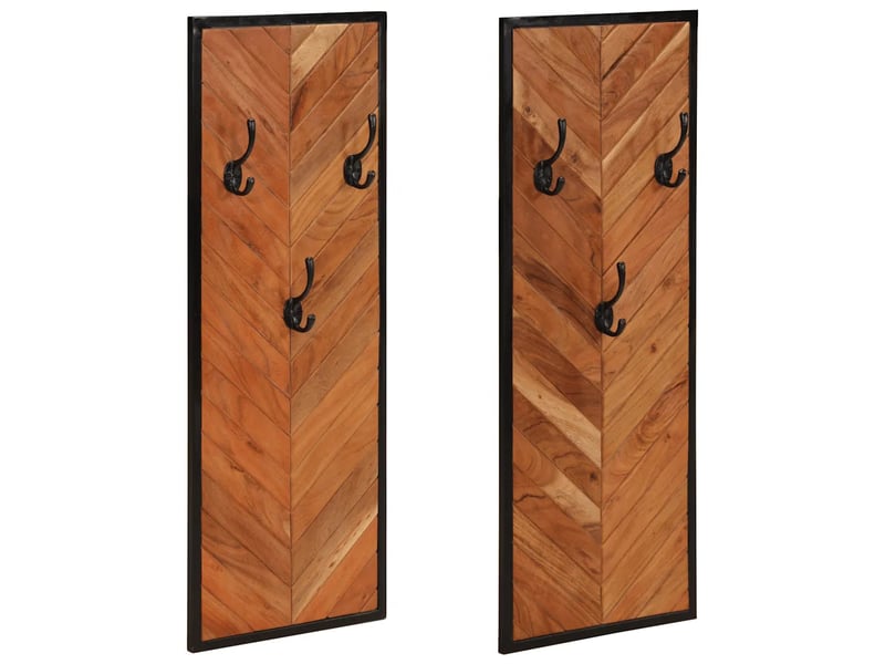  Lot de 2 porte-manteaux muraux design pratique 35 x 1 x 90 cm en bois massif acacia 02_0047571  - Conforama A