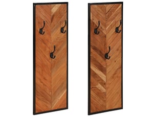 Lot de 2 porte-manteaux muraux design pratique 35 x 1 x 90 cm en bois massif acacia 02_0047571