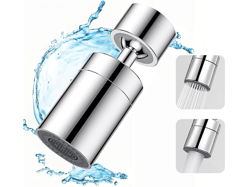  Aérateur de robinet 2 modes, 360° pivotant, filtre et régulateur de spray pour cuisine, salle de bain, argenté et pratique  - Conforama A