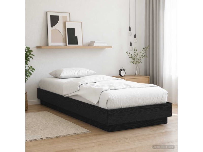 Lit simple- lit adulte - cadre de lit avec led chêne noir 80 x 200 cm bois d'ingénierie - Conforama B