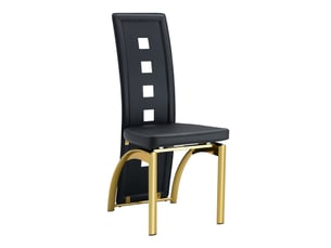 Lot de 6 chaises de salle à manger 43x49x102,5 cm dossier à motifs ajourés métal et polyuréthane (pu) noir et doré