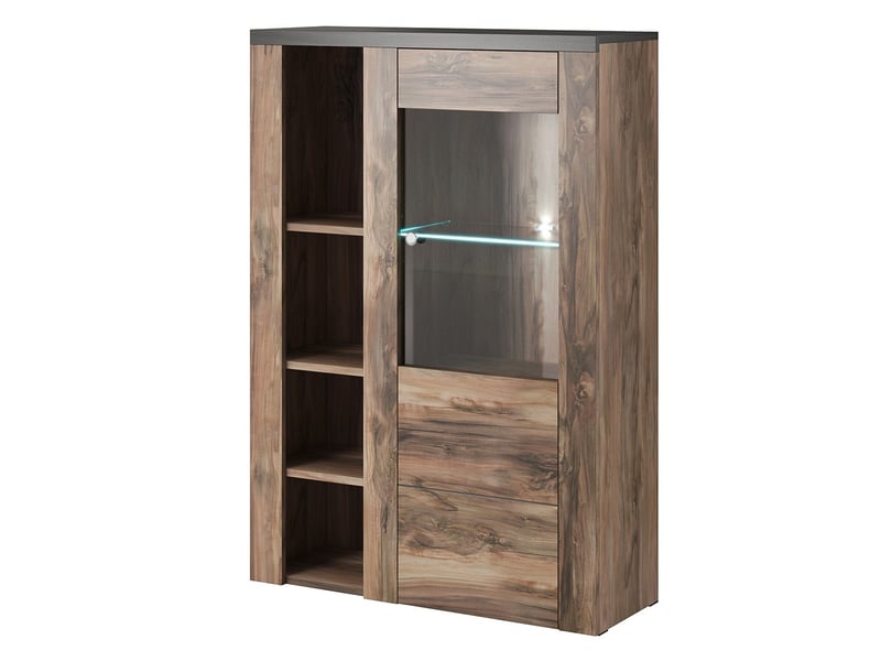 Ensemble de 5 meubles de salon collection santiago. Coloris noyer et noir effet bois. - Conforama C