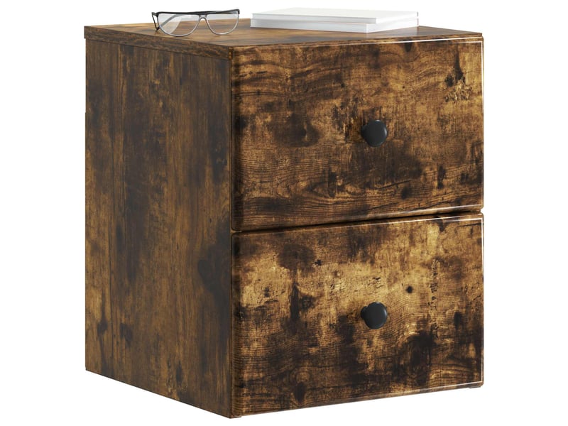  Table de chevet - cabinet de chevet - table de nuit mural chêne fumé 34,5 x 33 x 40 cm  - Conforama B