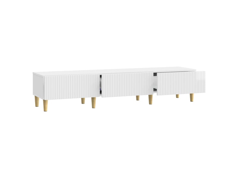  Meuble tv - banc tv - meuble de rangement blanc brillant 147 x 34,5 x 30 cm bois d'ingénierie  - Conforama E