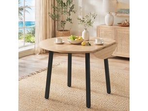 Table pliante ronde, 100x100x75 cm, style minimaliste pliable des deux côtés 2-4 places, pratique, mdf, coloris chêne