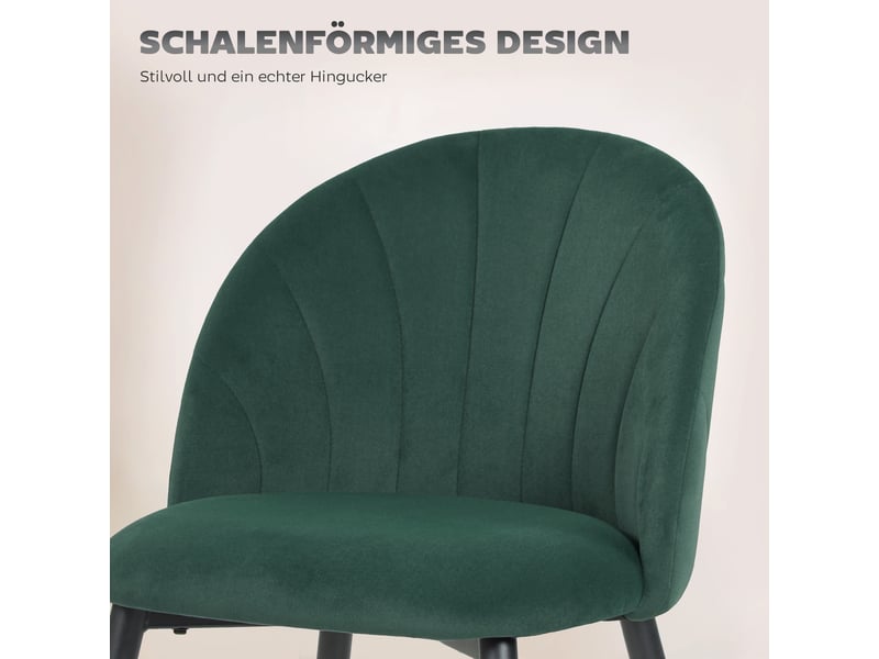  Lot de 2 chaises de salle à manger effet velours vert foncé 52 x 54 x 79 cm  - Conforama D