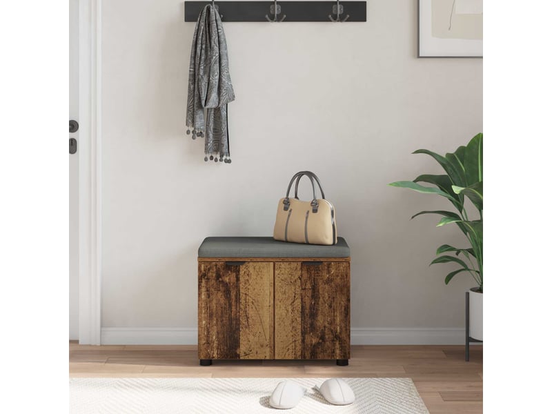  Banc d'entrée, banc interieur avec coussin bois ancien 60x38x46 cm shl6258  - Conforama D