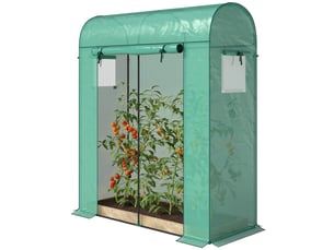 Serre de jardin avec revêtement pe, porte sectionnelle et fenêtres grillagées, 170 x 68 x 200 cm, verte