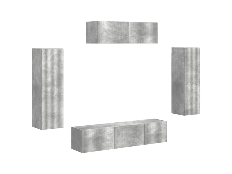  Meuble tv - banc tv - meuble de rangement 5 pcs gris béton  - Conforama A
