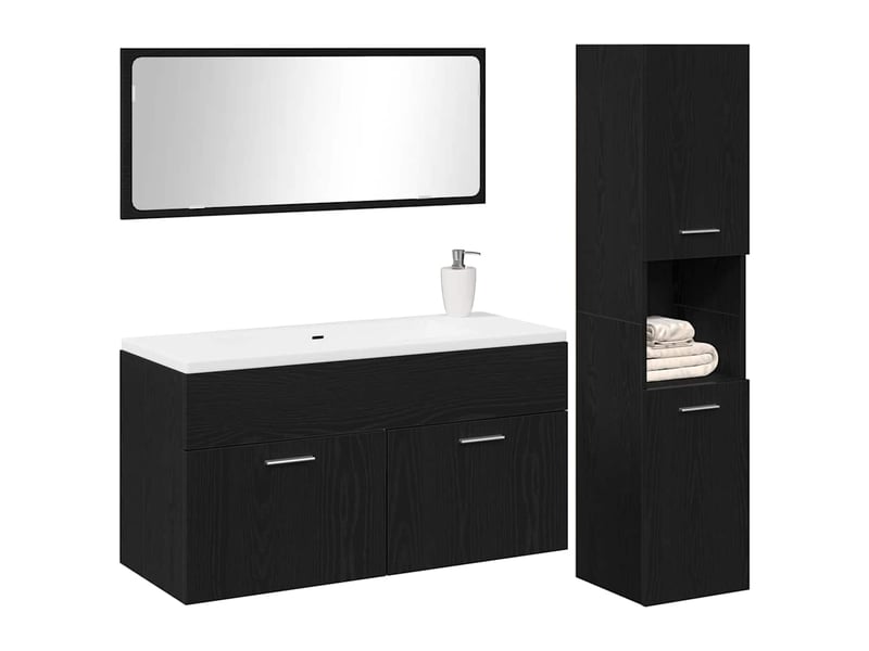  Ensemble de mobilier de salle de bain 3 pc chêne noir cf64326  - Conforama C