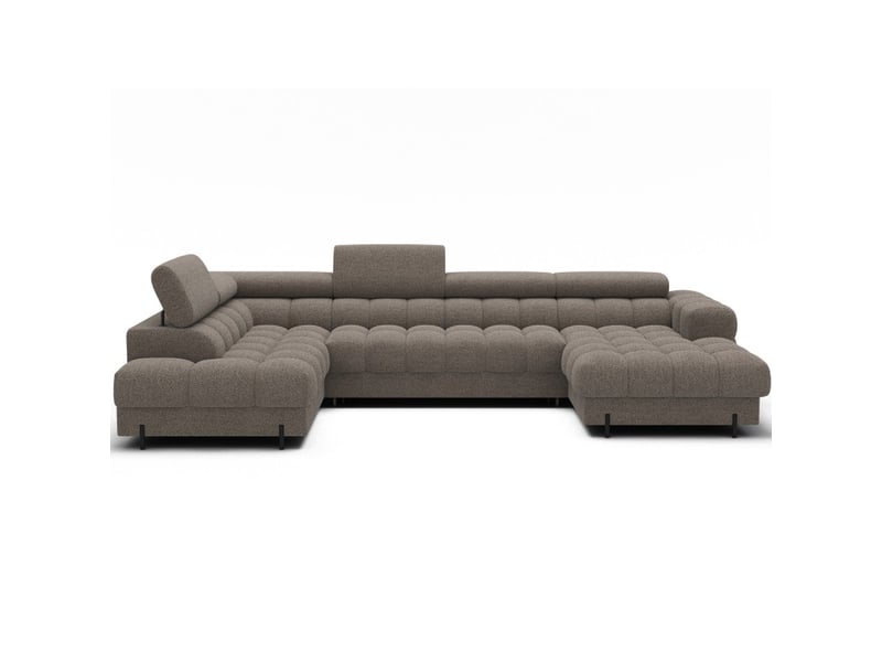 Canapé panoramique convertible beige foncé angle gauche feraria 358x93x202cm - Conforama A
