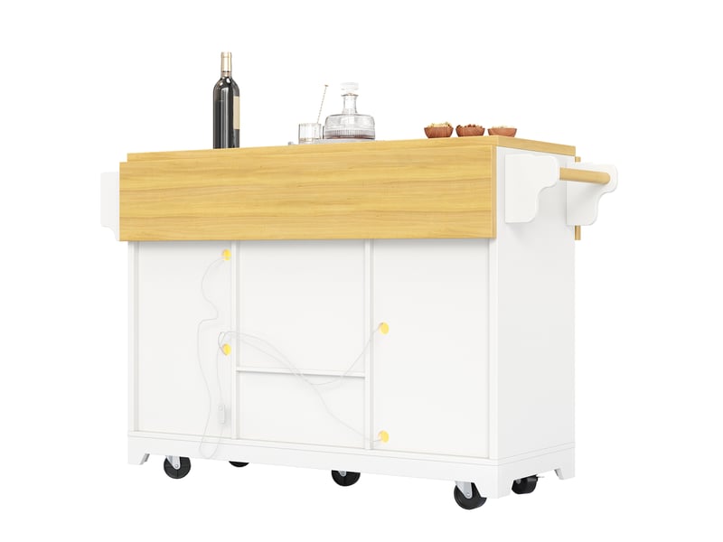  Desserte 120x40x95 cm avec plateaux rabattables et éclairage led rgb mdf blanc  - Conforama D