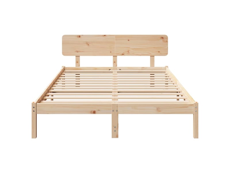  Lit double- lit adulte -  cadre de lit avec tête de lit naturel 200 x 200 cm pin massif  - Conforama D